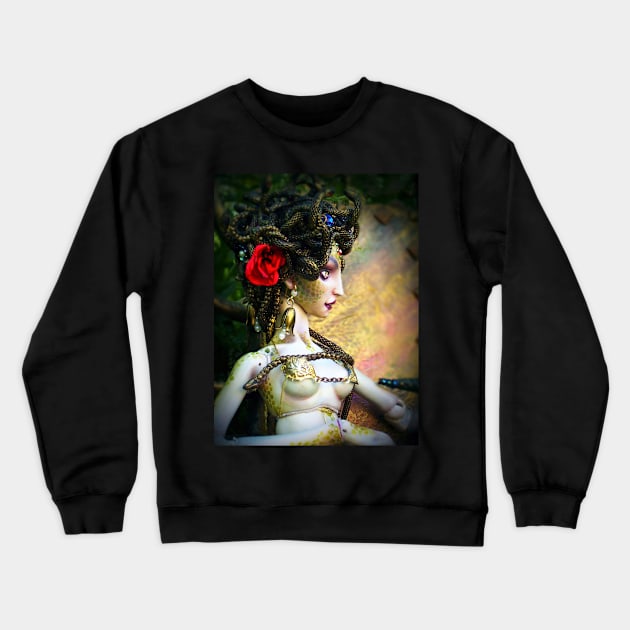 Greek Goddess Medusa Portrait Crewneck Sweatshirt by Paulina Gravagno